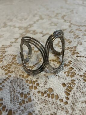 Wire Loop Style Cuff Bracelet, Silver Tone, Adjustable